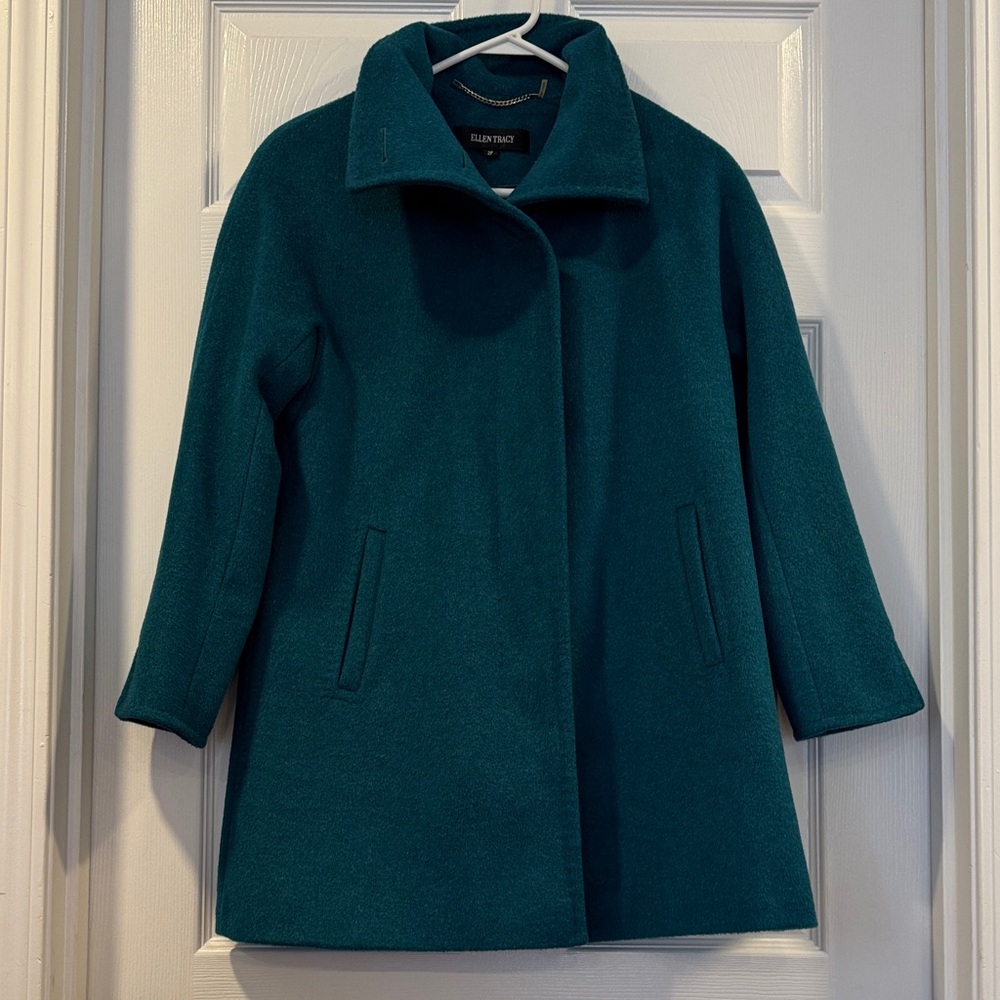 Ellen Tracy Women's Teal Pea Coat